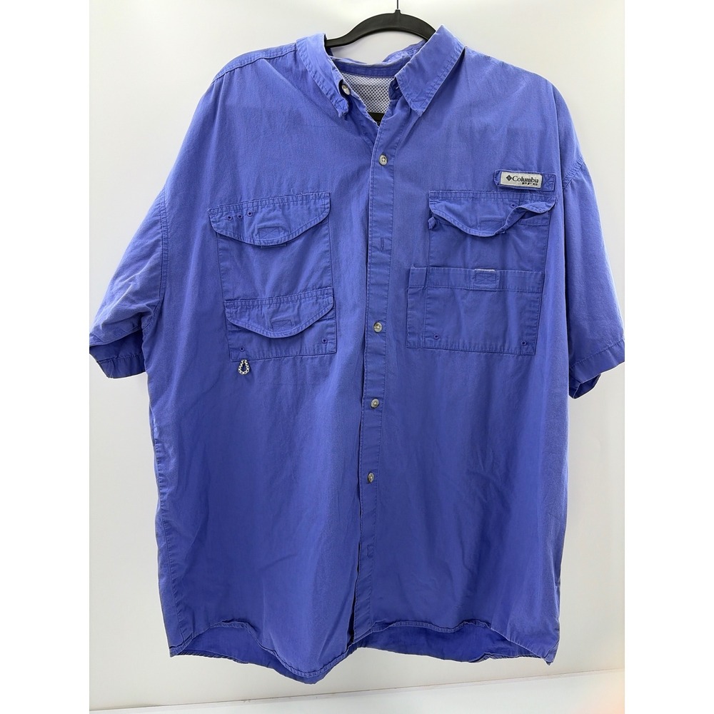 Columbia PFG Bahama‎ II Fishing Shirt Men's XL Blue Short Sleeve Button Down